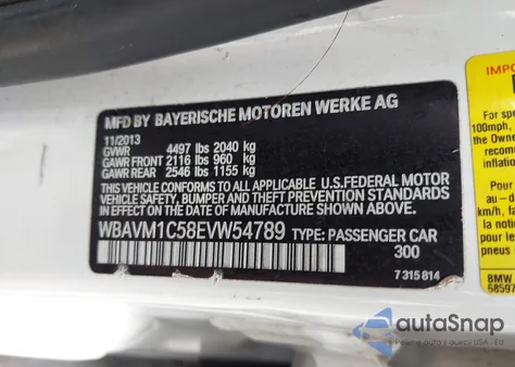 2014 BMW X1 Sdrive28I из США, поврежденный, VIN WBAVM1C58EVW54789